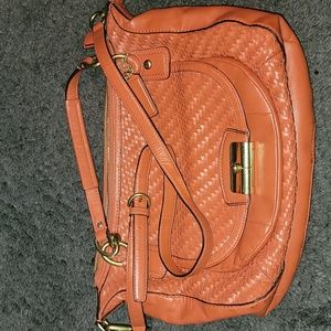 Basket Weave Orange Coach Purse